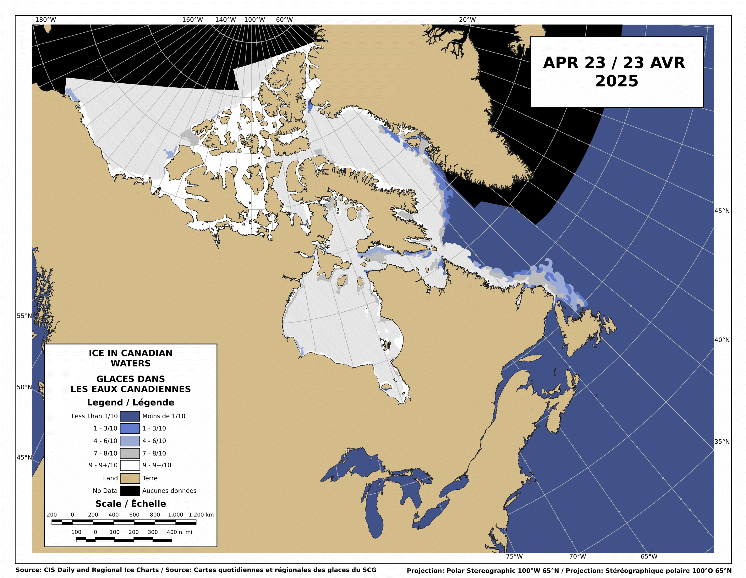 Current ice cover in Canadian Waters