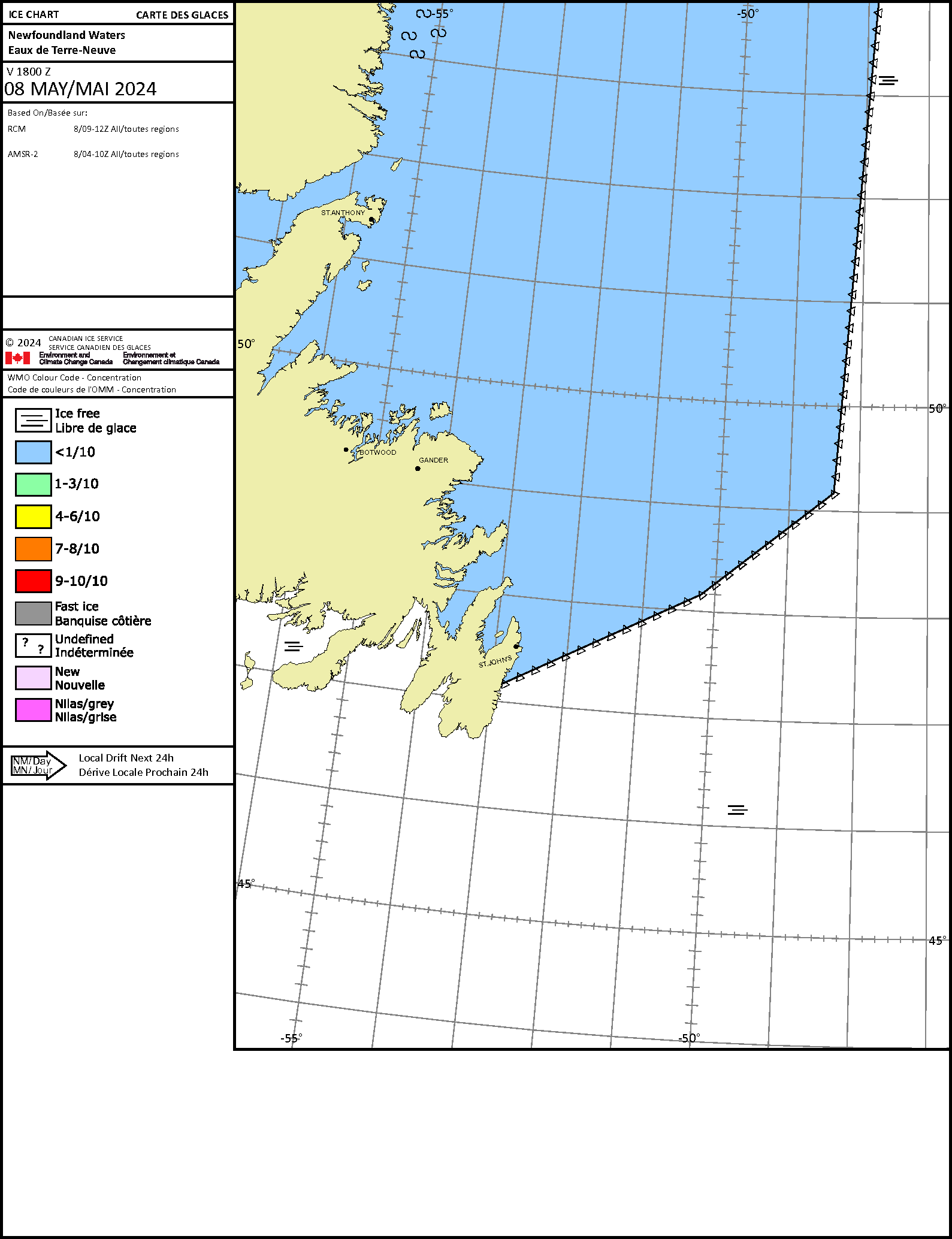 Weekly Regional Ice Chart - Concentration for East Coast (Canada)